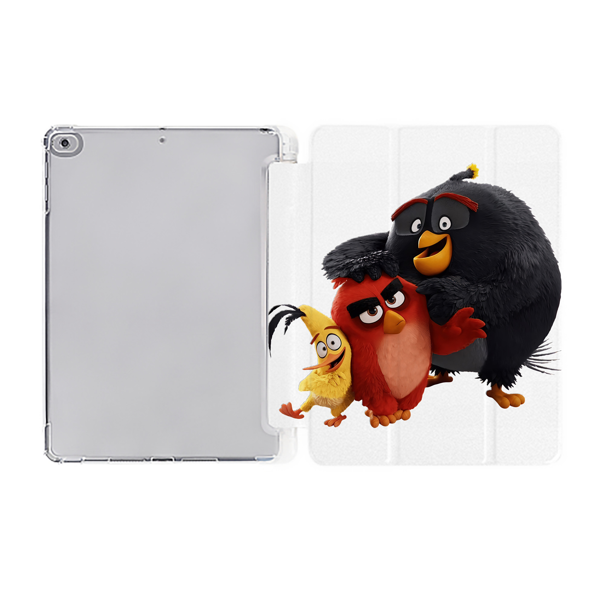 （画像用） Angry Birds アングリーバード IPad ケース ペン収納付き 三つ折りスタンド PUレザー×シリコン 対応機種9.5/10.5/10.9インチ